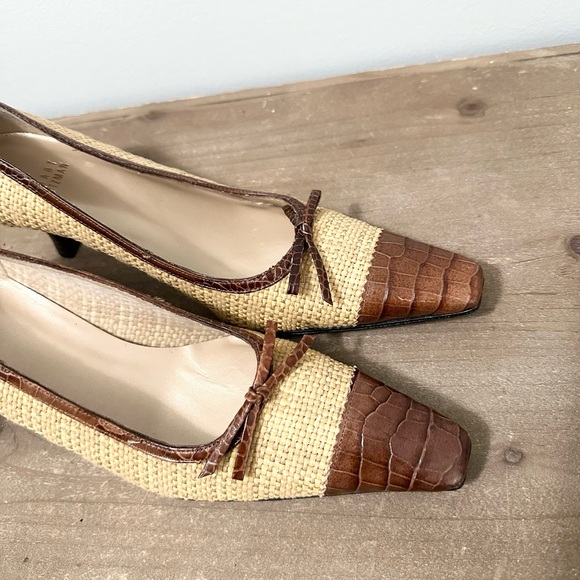Stuart Weitzman Woven Kitten Heels Size 7.5 - Picture 3 of 7